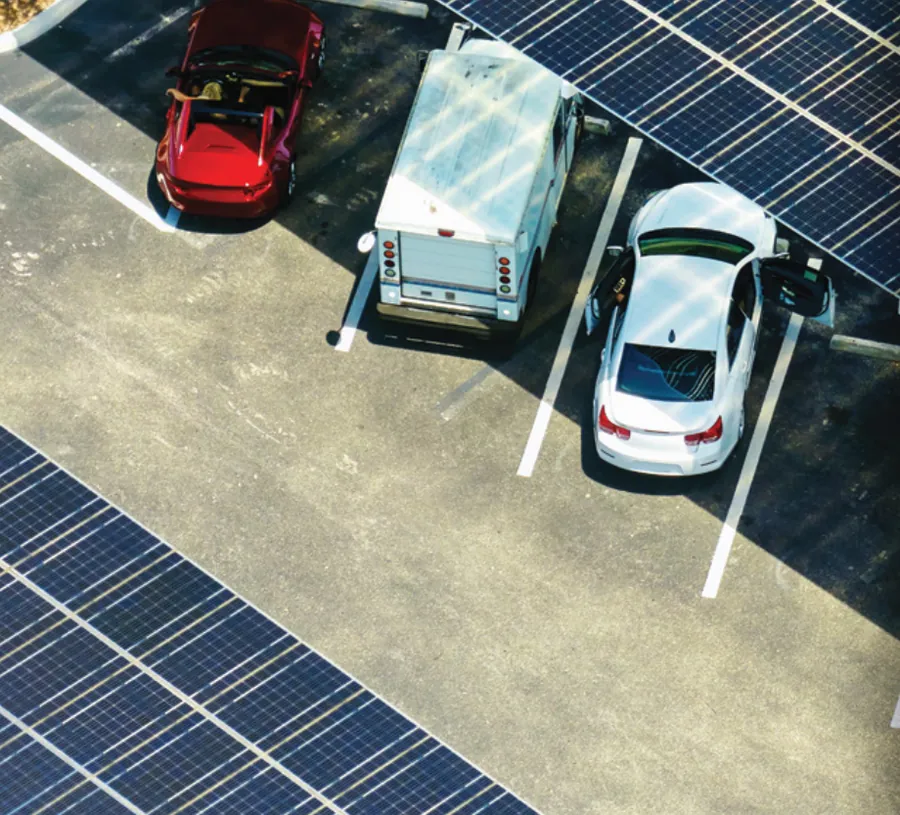 Carport fotovoltaic văzut de sus